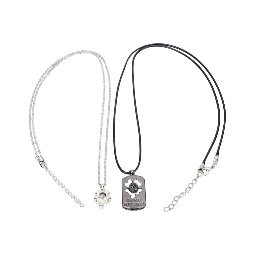 2pcs Couple Necklace Alloy Fashionable Cute Leaf Shaped Pendant Necklace Jewelry Accessory Gift