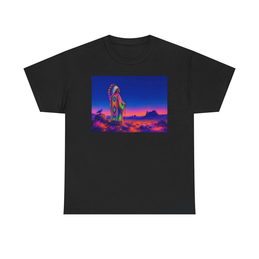 Psychedelic Desert Totem T-Shirt | Neon Southwest Landscape