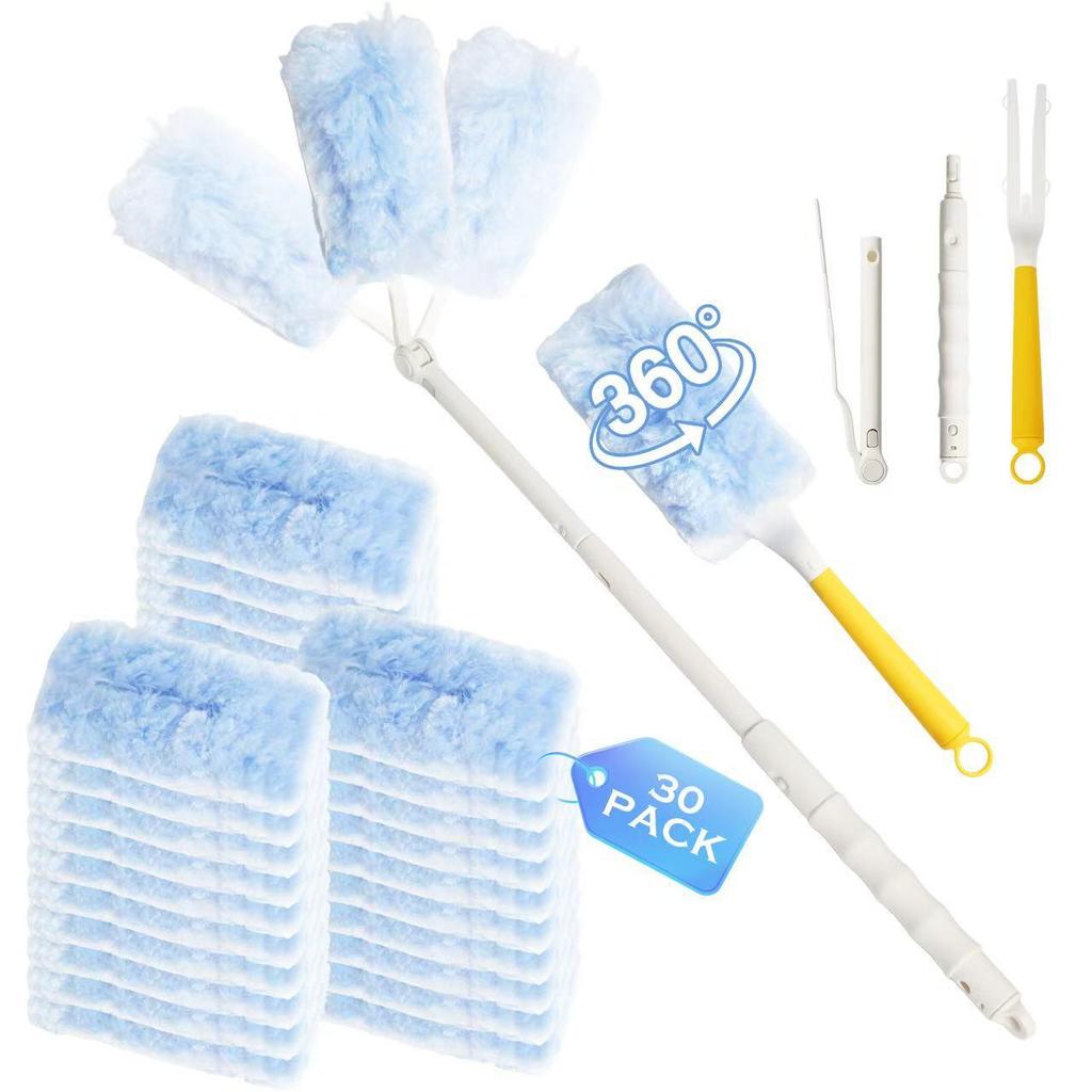 360° Double-Sided Electrostatic Duster with Replaceable Fiber Head for Gap Cleaning and Dust Adsorption