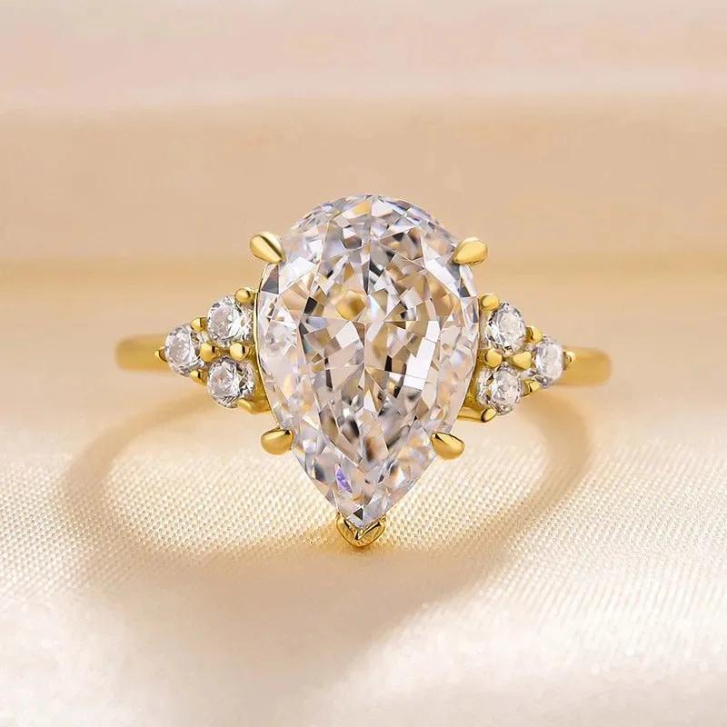 

New European and American Waterdrop Ring Women s Fashion Light Luxury Elegant Zircon Wedding Engagement Wearing Lady Zircon 6