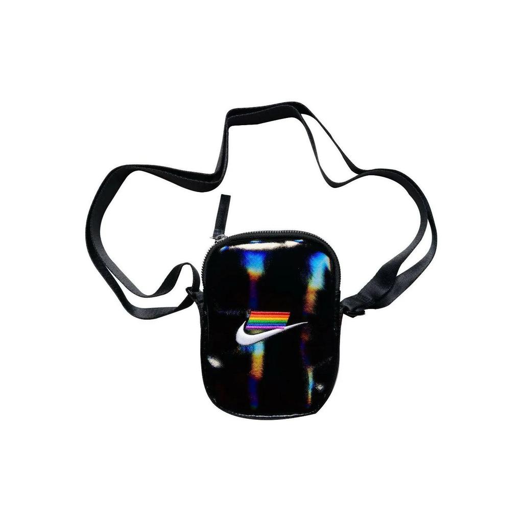 Nike Heritage BETRUE Rainbow Logo Print Zipper Shoulder Crossbody Bag Unisex bags Black White CZ7940-010