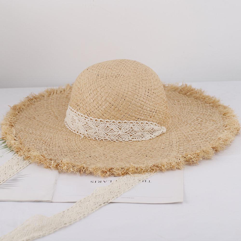2026 Summer Sun Hat Lace 100%Raffia Hat Sun Visor Women's Summer Panama Straw Hats Women's Beach Hat Summer Hat Uv Blocking Hat