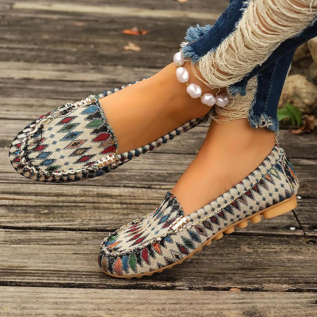 Spring/Summer 2024 Ethnic-Style Floral Colorblock Women's Casual Plus Size Shoes