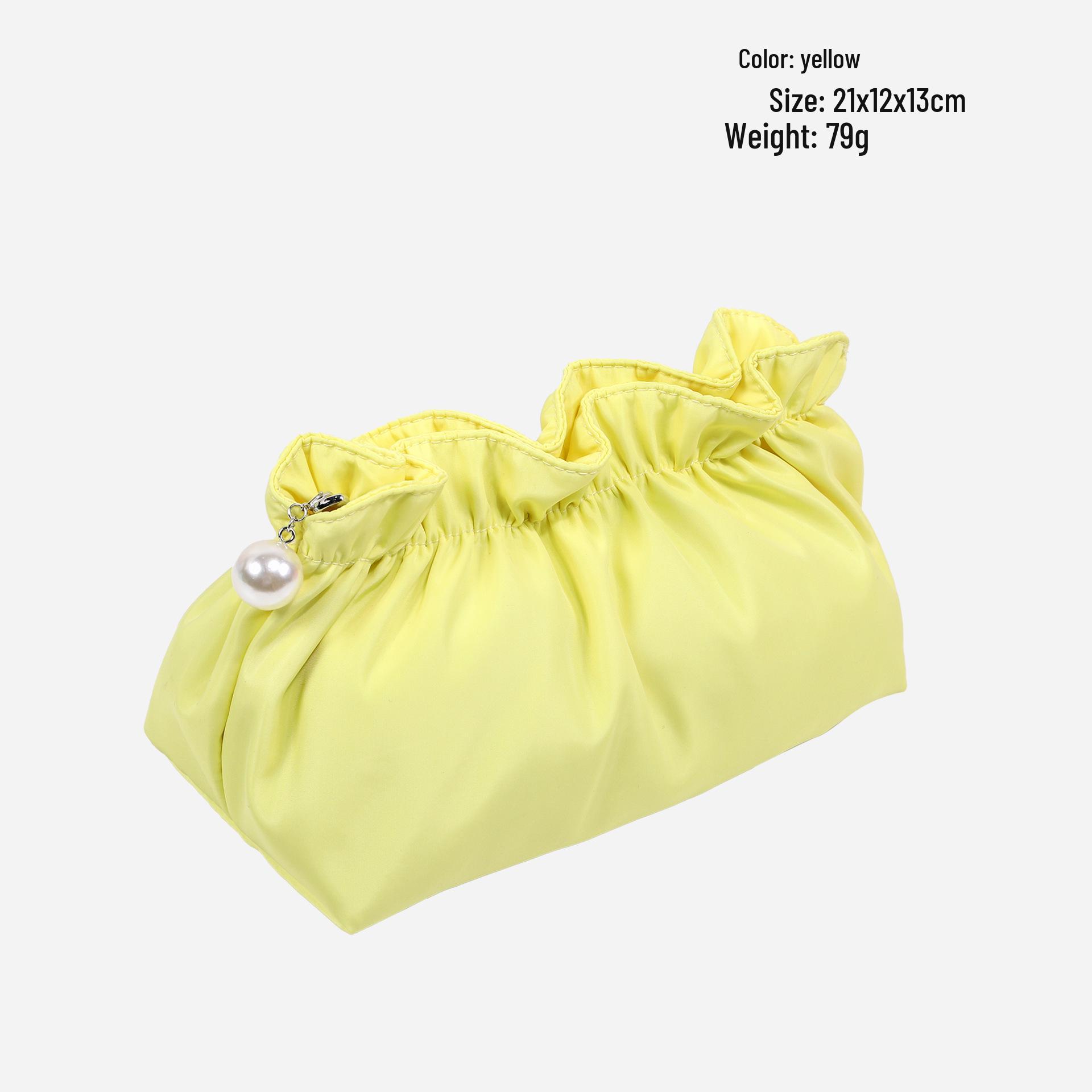 

High-End Pleated Cloud Texture Makeup Bag - Portable Women s Cosmetic and Toiletry Storage Bag жёлтый