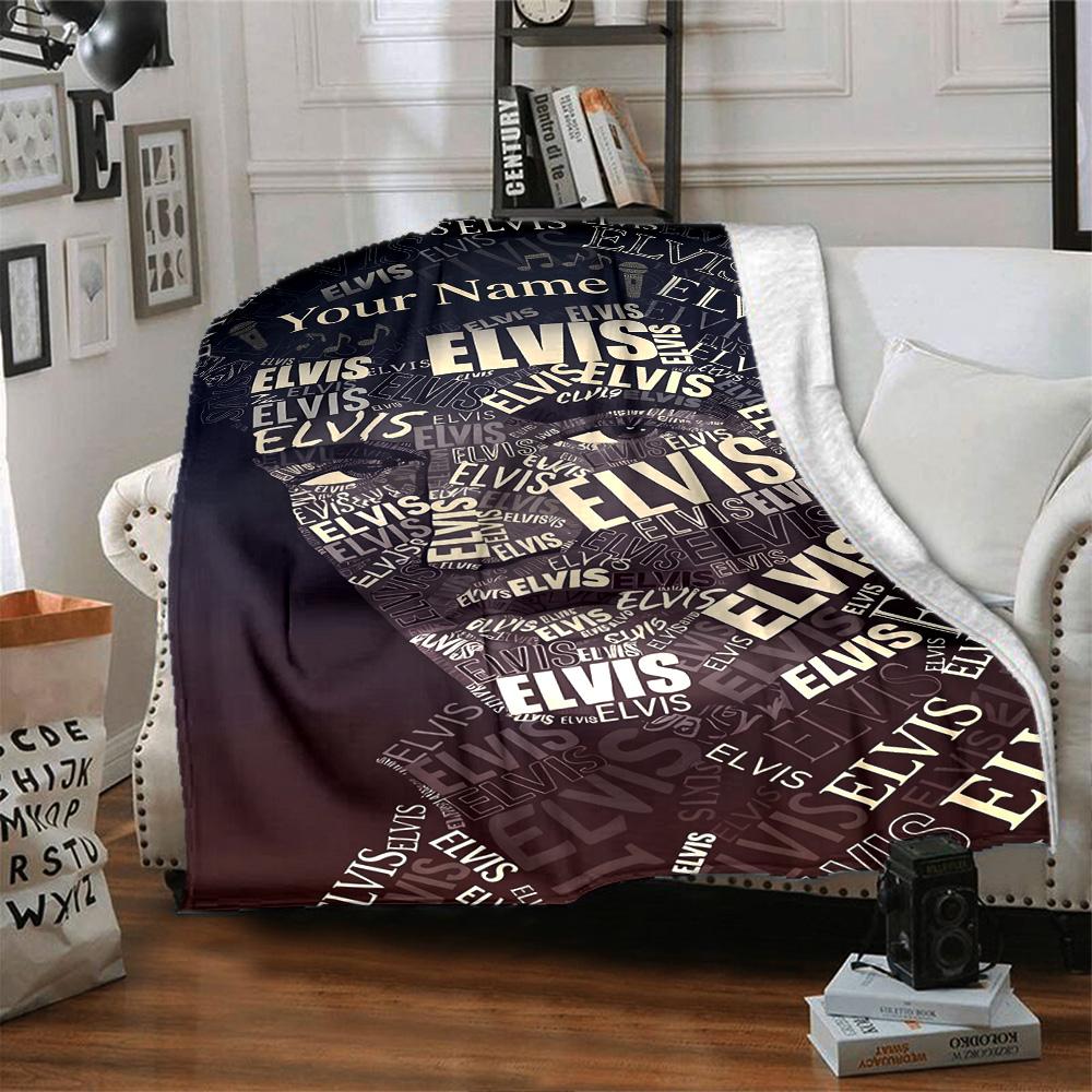 Elvis Presley Personalized Text Blanket Cozy Customizable Blanket Warmthful Decor Perfect for Home Decor Sofa Living Room Bedding