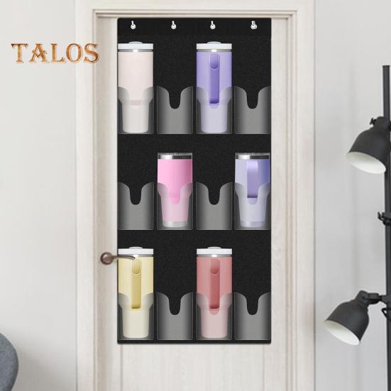 Water Bottle Holder for Cup 12 Pockets Large Capacity Organizer with 4 Hooks Portable Foldable Hanging Bag for Door Kitchen Cabinet Pantry Bedroom