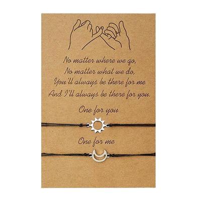 Neue Sonne und Mond Wachsfaden Gewebte Partnerarmbänder - Europäischer & Amerikanischer Stil Legierungsdesign