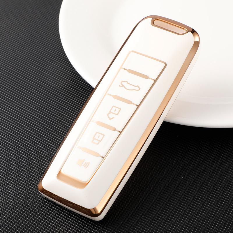 Great Wall WEY TPU Gold Edge Protective Key Cover for WEY/VV5/VV6/VV7 Remote Control