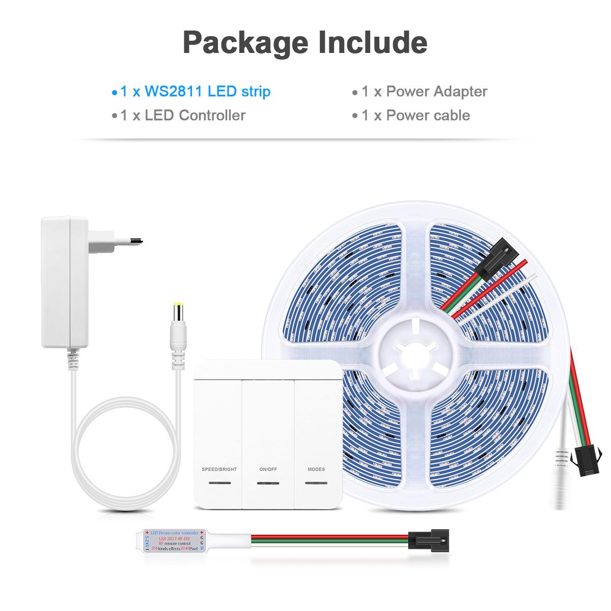 

5M10M светодиодная лента комплект WS2811 IC Horse Race текучая светодиодная лента 24 В 120 светодиодов/м пикселей бегущая вода гонится гибкая лента для украшения дома комнаты 1PCS-10M Set