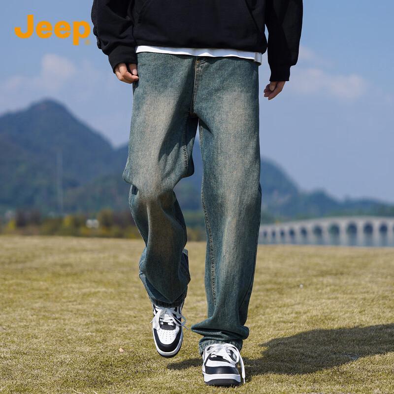 Jeep Men's Autumn/Winter Loose Straight-Leg Jeans