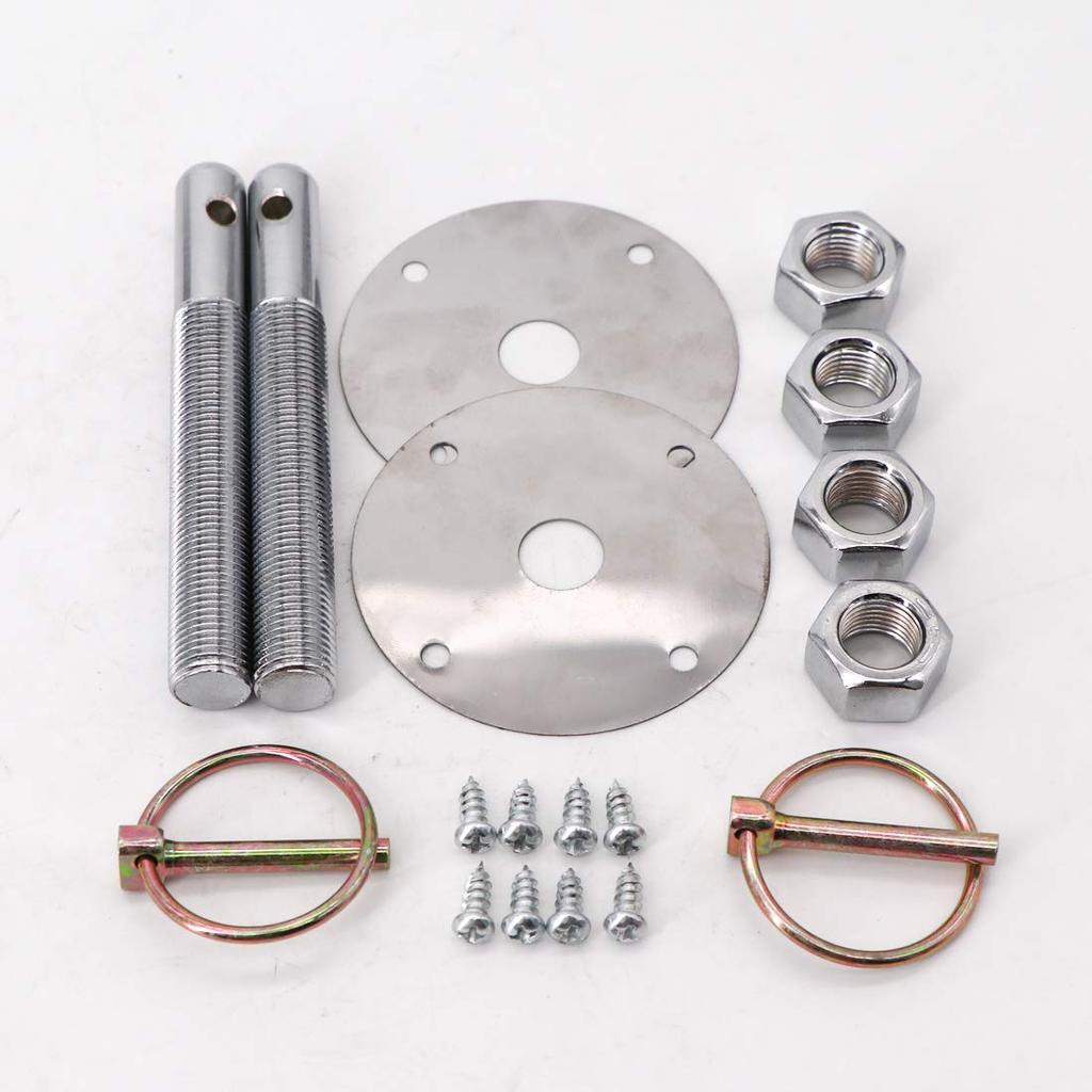 KIPA Stainless Hood Pin Set Chrome Hardware For Chevy Ford Mopar Drag Racing Race Durable # 4056