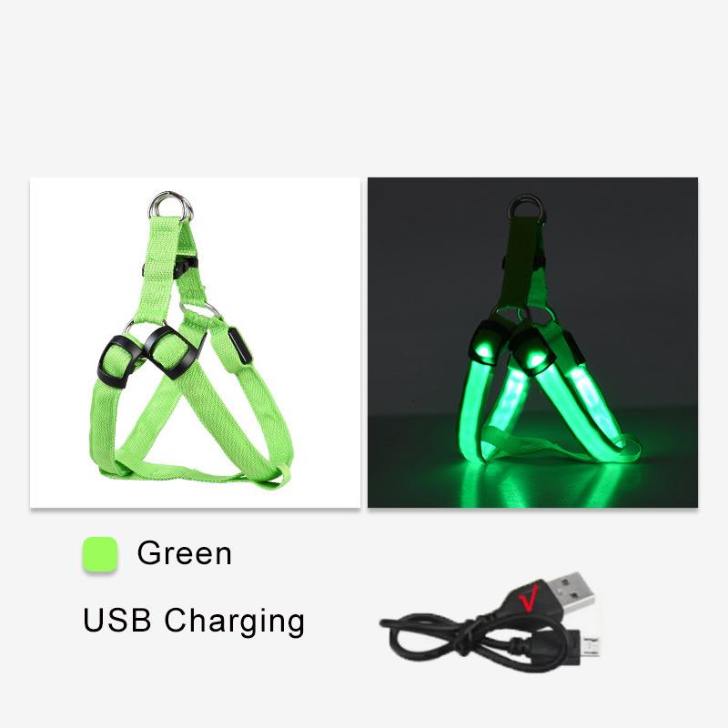 Pet Harness LED Dog Harness Nylon Cat Harness Night Safety Glowing Pet Vest Adjustable Luminous Dog Vest Dog Products