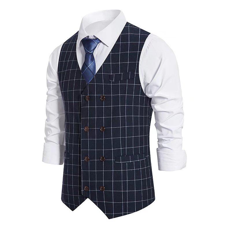 Chaleco de traje de hombre Business Casual Vestido a cuadros de un solo  pecho comprar a buen precio — entrega gratuita, reseñas reales con fotos —  Joom