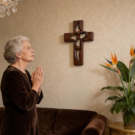 Propletená srdce Dřevěná nástěnná dekorace Ručně vyřezávaná Dvojitá srdce Nástěnná socha Domácí obývací pokoj Nástěnná závěsná Křesťanská náboženská ozdoba