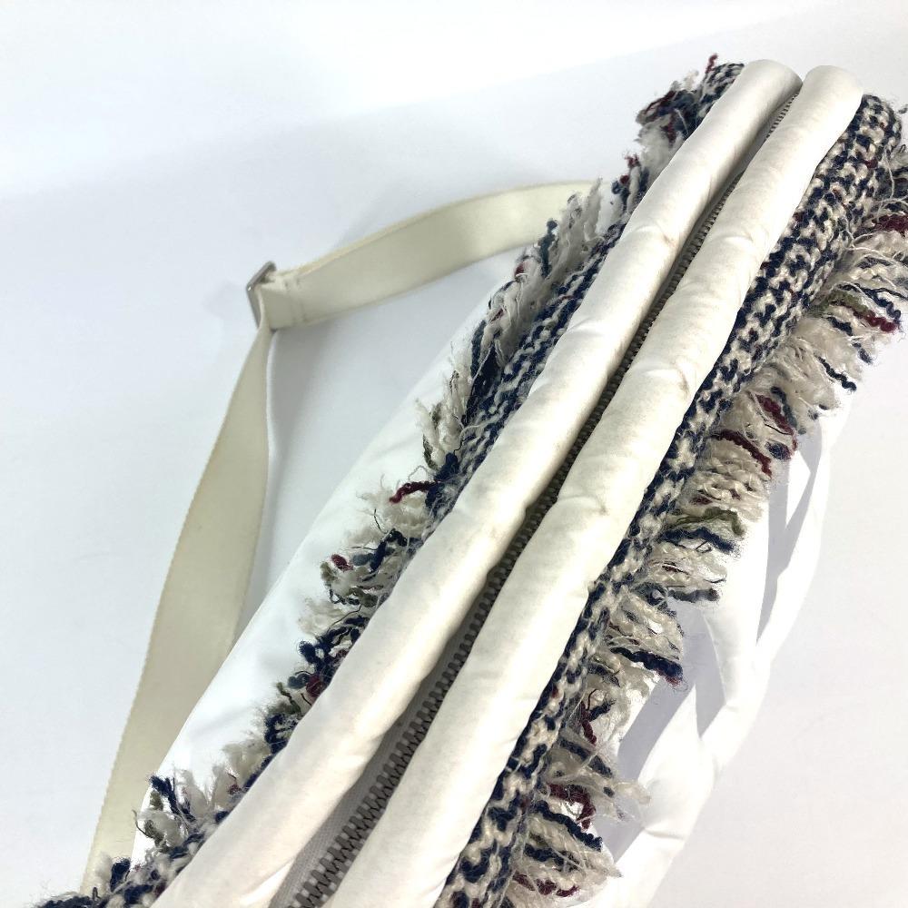 CHANEL fringe CocoNeige CC Coco Logo Crossbody Shoulder Bag Nylon White