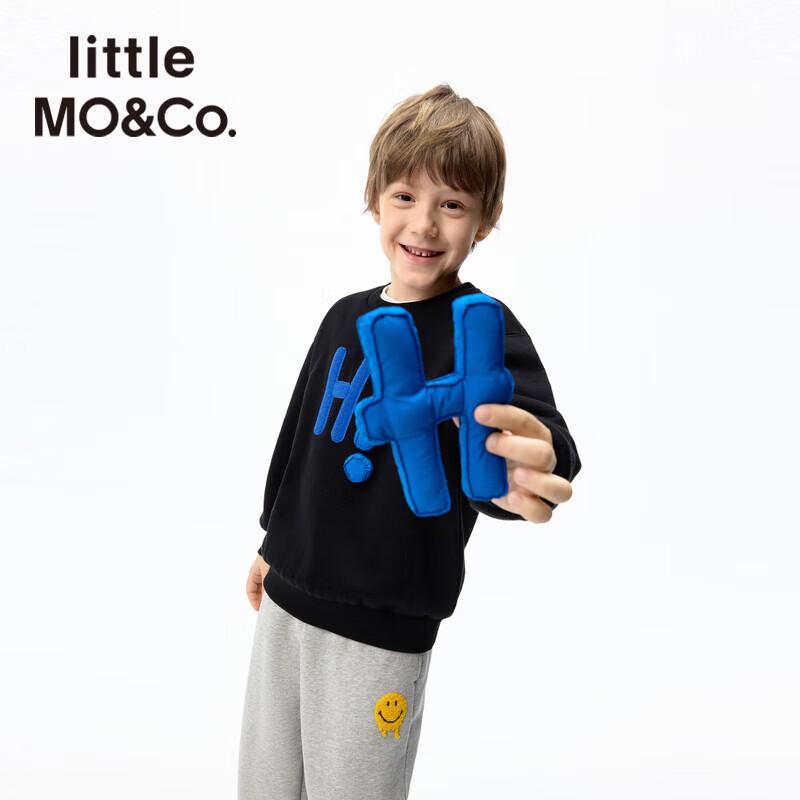 little MO&Co. Kids Fleece-Lined Letter Graphic Long-Sleeve Sweatshirt