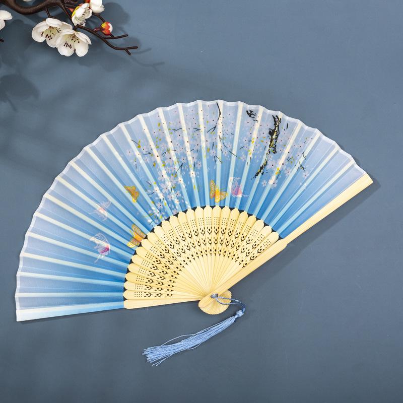 Classical Chinese Dance Fan - Handmade Bamboo Folding Fan for Wall Decor, Performance Costume & Partition Screen