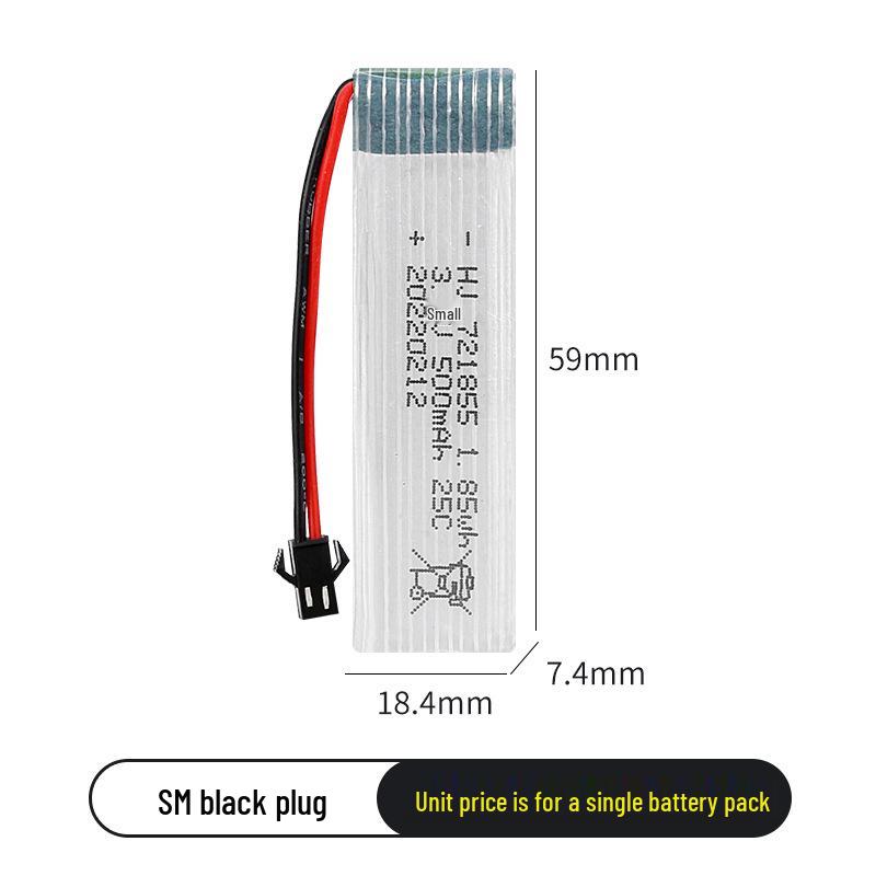 3.7V 500mAh 25C High Discharge Lithium Battery for UDIRC U818A/H37 Aircraft