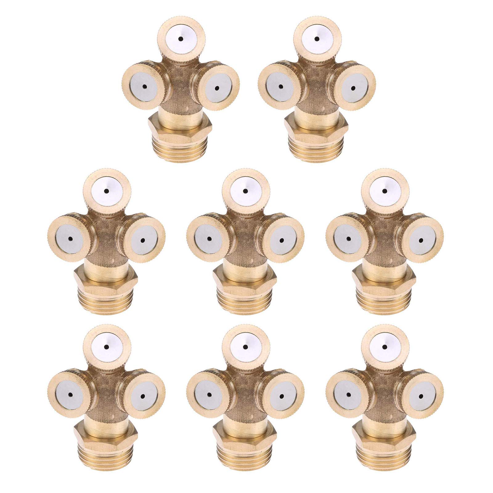 

Hicello Brass Fountain Nozzle Sprinkler Heads for and Other Water Spray Irrigation Systems 8-Piece 1/2 Heads, Multi-Direction Gardening, Lawns,