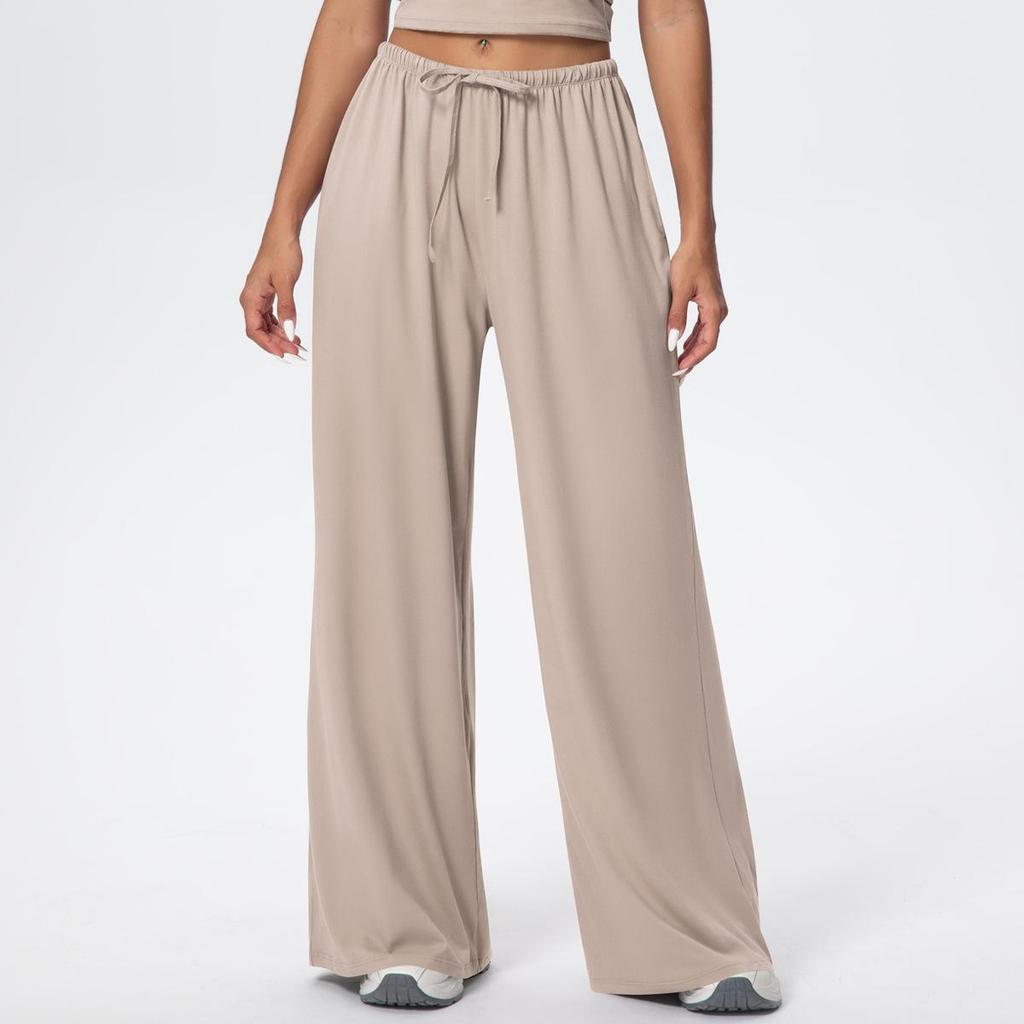 New Loose Fit Wide Leg Yoga Pants with Pockets and Elastic Drawstring