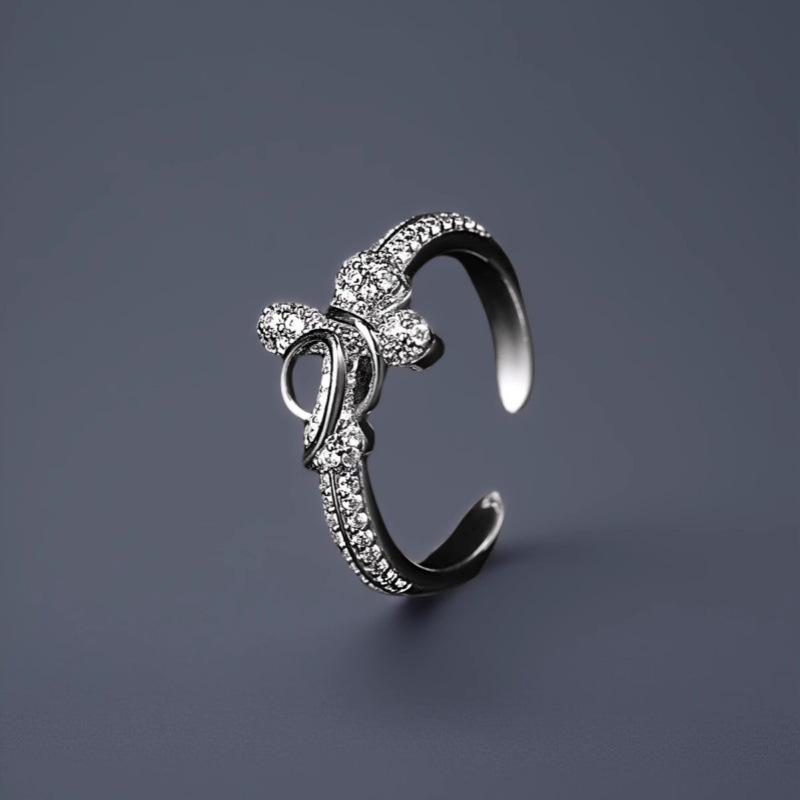 

2026 Trend Cross-wound Zircon Retro Ring Niche Design Full Diamond Opening Adjustable Index Finger Ring for Men and Women Resizable