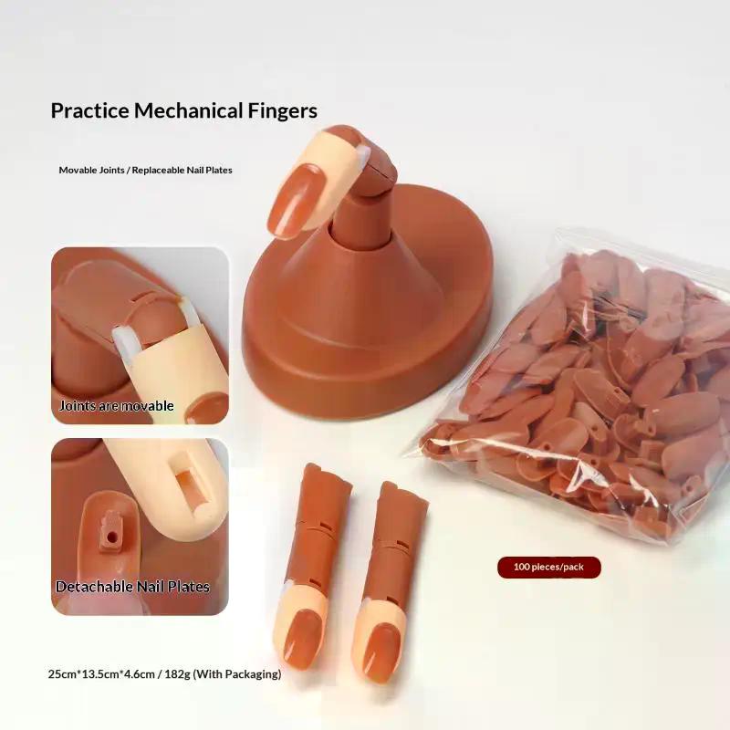 Ensemble d'ongles artificiels amovibles pour débutants, main de pratique mécanique avec doigts mobiles, avec base, pour la pratique de la manucure