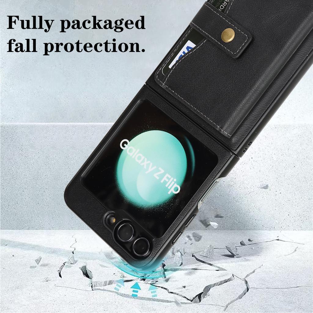 For Samsung Galaxy Z Flip6 5G Kickstand Case Detachable Card Bag Magnetic Case PU Leather Coated TPU Phone Cover