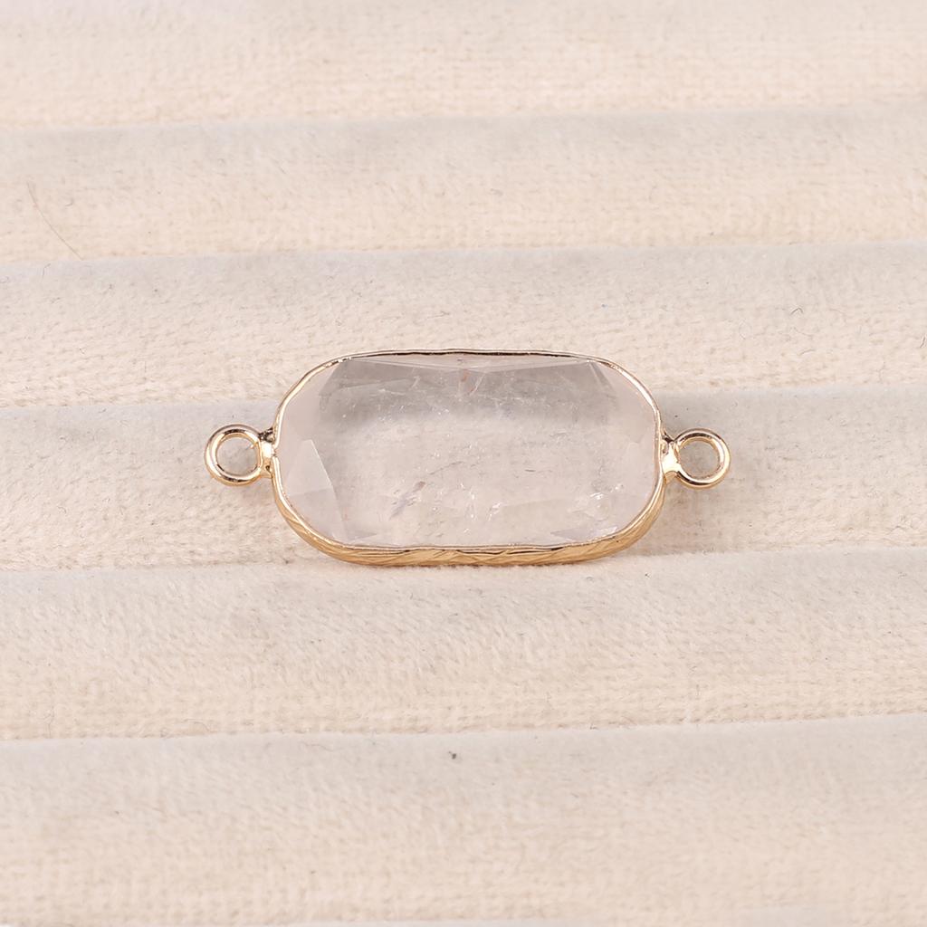 Conectores Piedra Natural cuarzo rosa/amazonita conector facetado rectangular para fabricación de joyería DIY collar pulsera accesorio