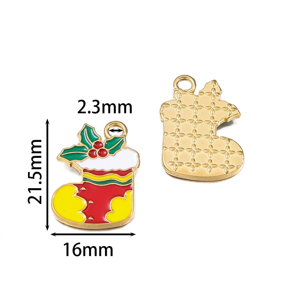 1pcs Stainless Steel Christmas Charms Gold Color Santa Claus Christmas Tree Enamel Pendants For DIY Earrings Necklaces Making