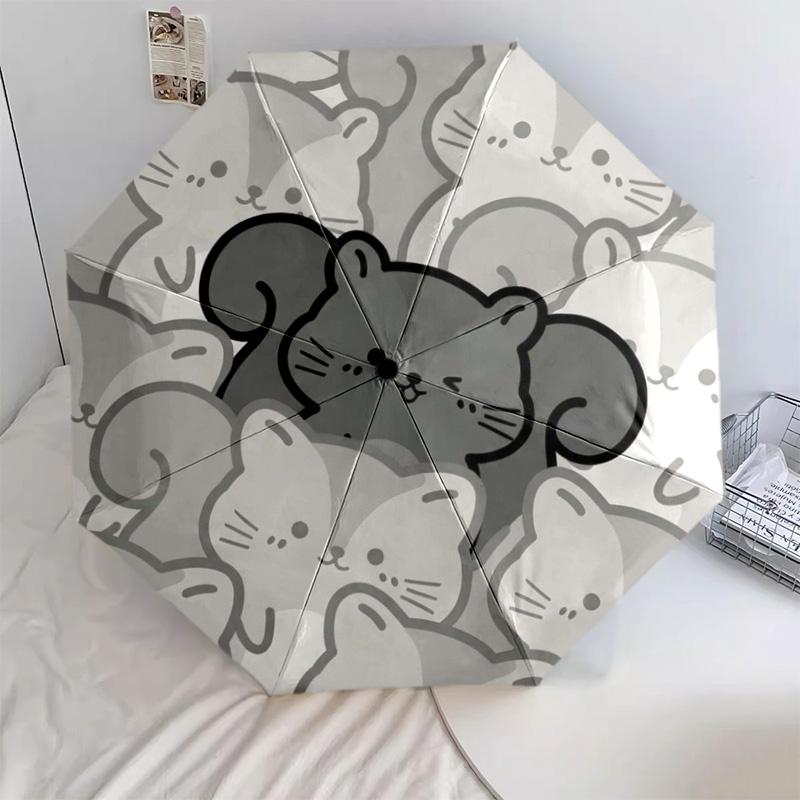 

1 PC Gray squirrel Automatic Folding Umbrella - Cartoon Pattern, Portable & Foldable Design with 16 Ribs, Christmas Birthday Gifts