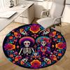 1pc Day of the Dead Celebration Round Carpet, Made of Polyester,Perfect for Decorating Office Chairs, Living Rooms,Vibrant Decorative Rug