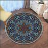 Mandala Pattern Round Rug Crystal Velvet Floor Mat Bohemian Ethnic Art Decorative Home Bedroom Living Room Area Rug for Yoga