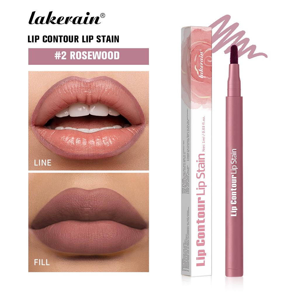 Lakerain Contorno Labbra Tinta Labbra Penna Anti-macchia Non Si Attacca alla Tazza Labbra Idratanti Trucco Labbra Cosmetico 2-in-1 Tinta Labbra & Matita