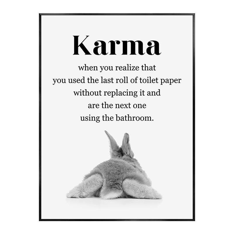 

Определение кармы, плакаты с цитатами, принты, забавный кролик, декоративные картины, холст, настенные художественные фотографии, декор для ванной, туалета и туалета 21x30cm No Framed
