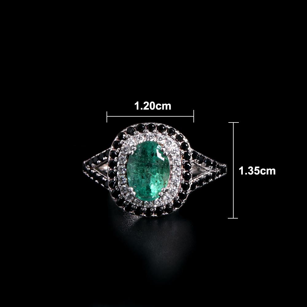 Light Luxury Fashion 925 Sterling Silver Ring Real Gemstone Natural Oval Emerald Lady Fine Jewelry Engagement Anniversary Gift