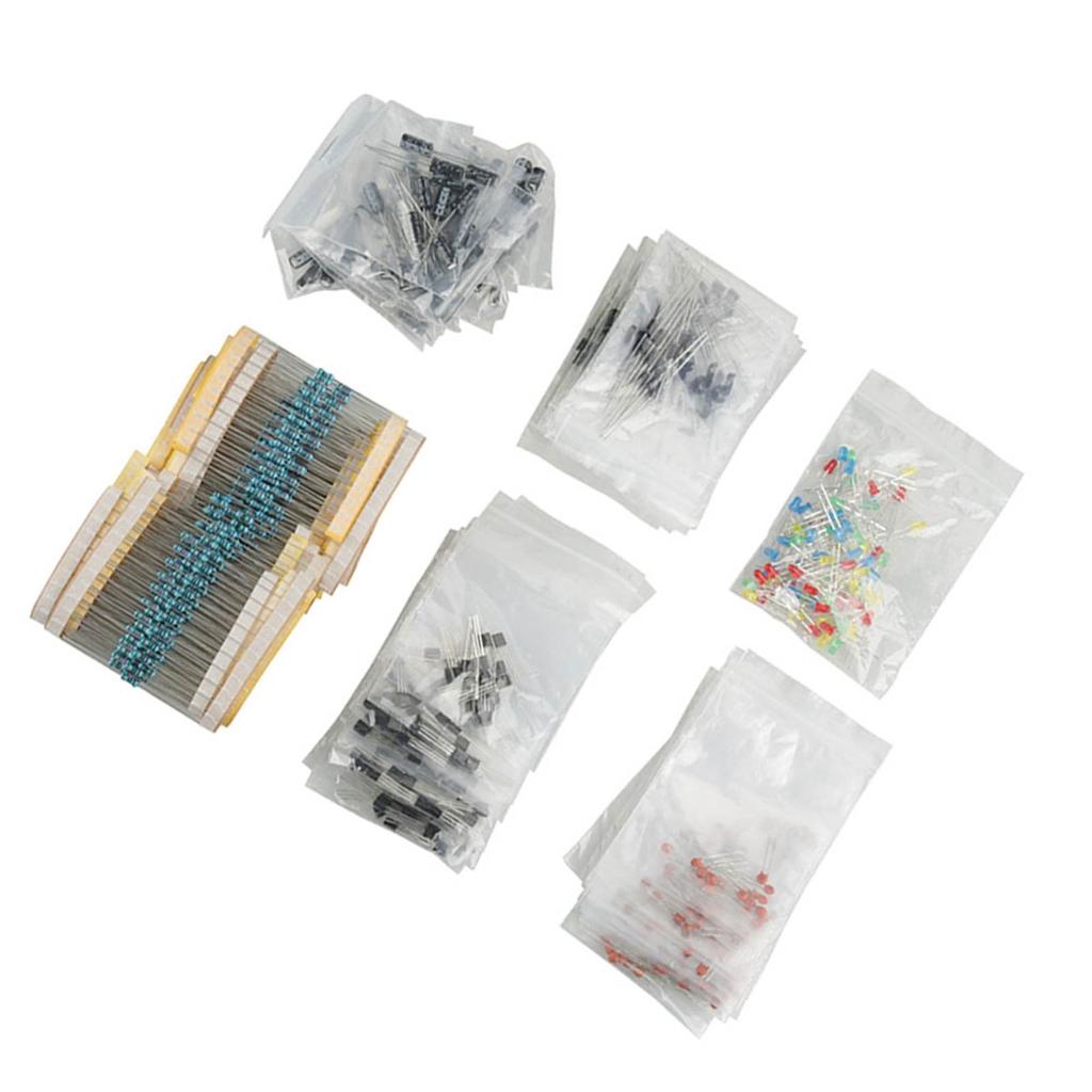 Electronic Components Set LED Diodes Transistor Electrolytic Capacitors Resistors Kit