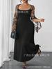European Plus Size Elegant Mesh Print Summer Square Neck Holiday Maxi Dress