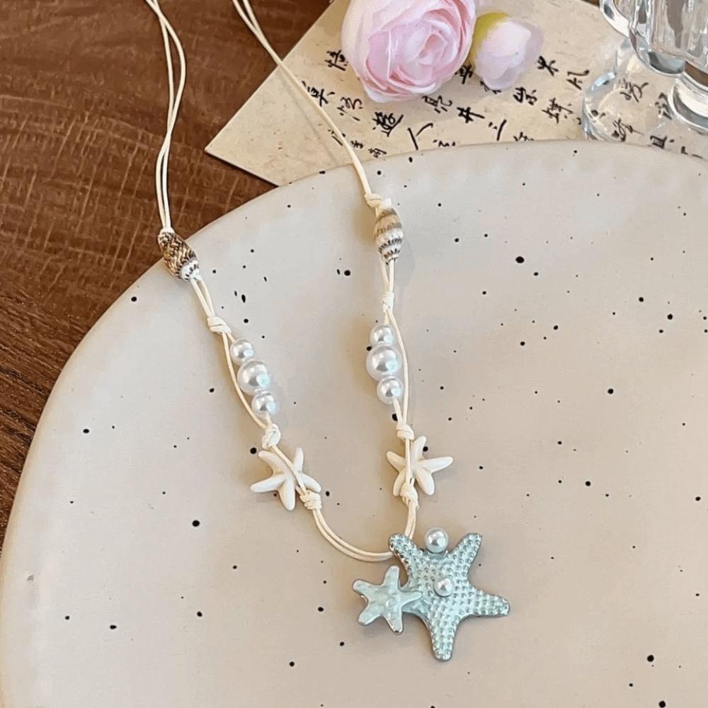 Beach Surfer Starfish Shell Choker Dopamine Bead Trendy Beach Necklace  Holiday Choker