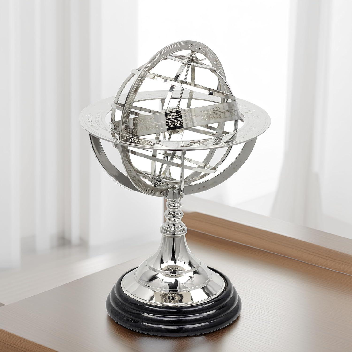 

Wood Sphere Globe (floored base - 4 inch , globe size : 12 x 6 inch, Brown)