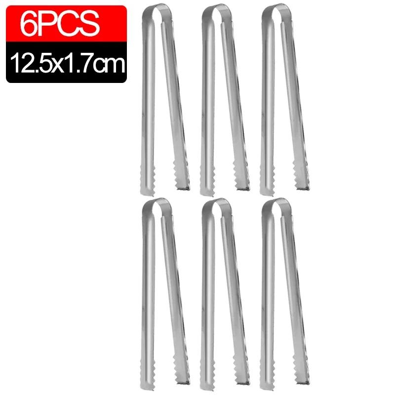 10/1Pcs Stainless Steel Mini Serving Tongs Ice Sugar Clip with Teeth Non-Slip Meat Bread Food Cooking Clips Bar Kitchen Gadget