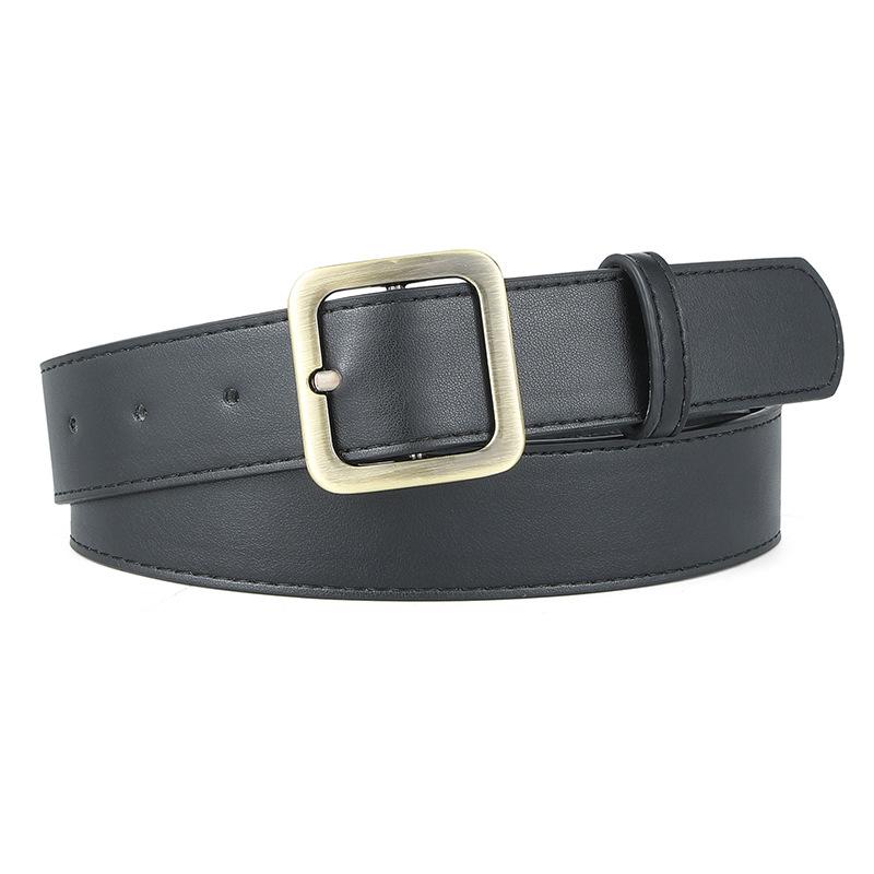 Square Pin Buckle Retro Belt 3.3 Wide Belt Cic Jeans Belt Student Pu Belt