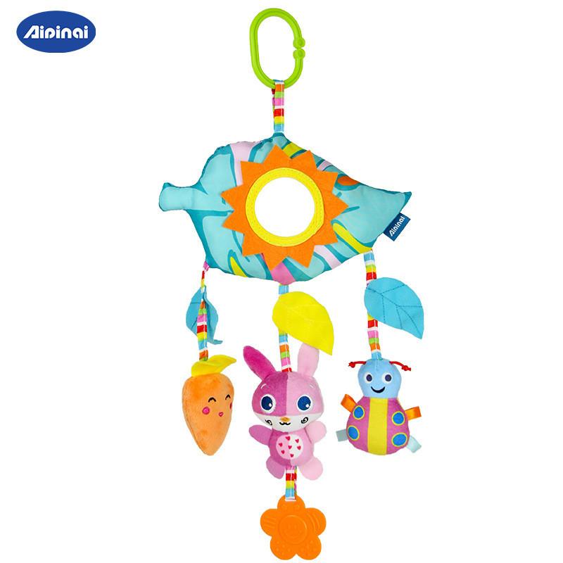 Baby Rainbow Plush Hanging Toy With Owl Rabbit Bee Figures For Nursery And Car Decor