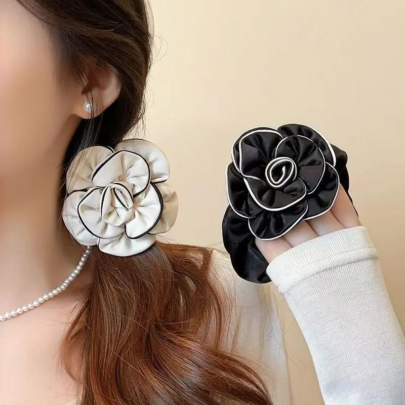 Herbst Kamelie Handgefertigte Blumen Haargummis Französische Vintage Stirnband für Frauen Stilvoll und Schick Kopfseil Elegant Haargummis