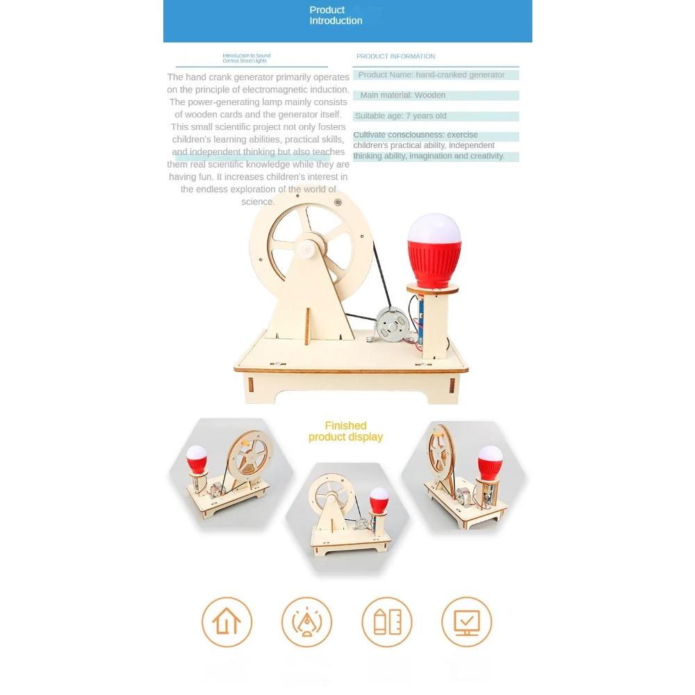 Wissenschaftliches Experiment DIY-Kit für Schüler Handkurbelgenerator Spielzeug Kreatives Technologie-Bastelset Physik-Lehrmittel Kindergeschenke