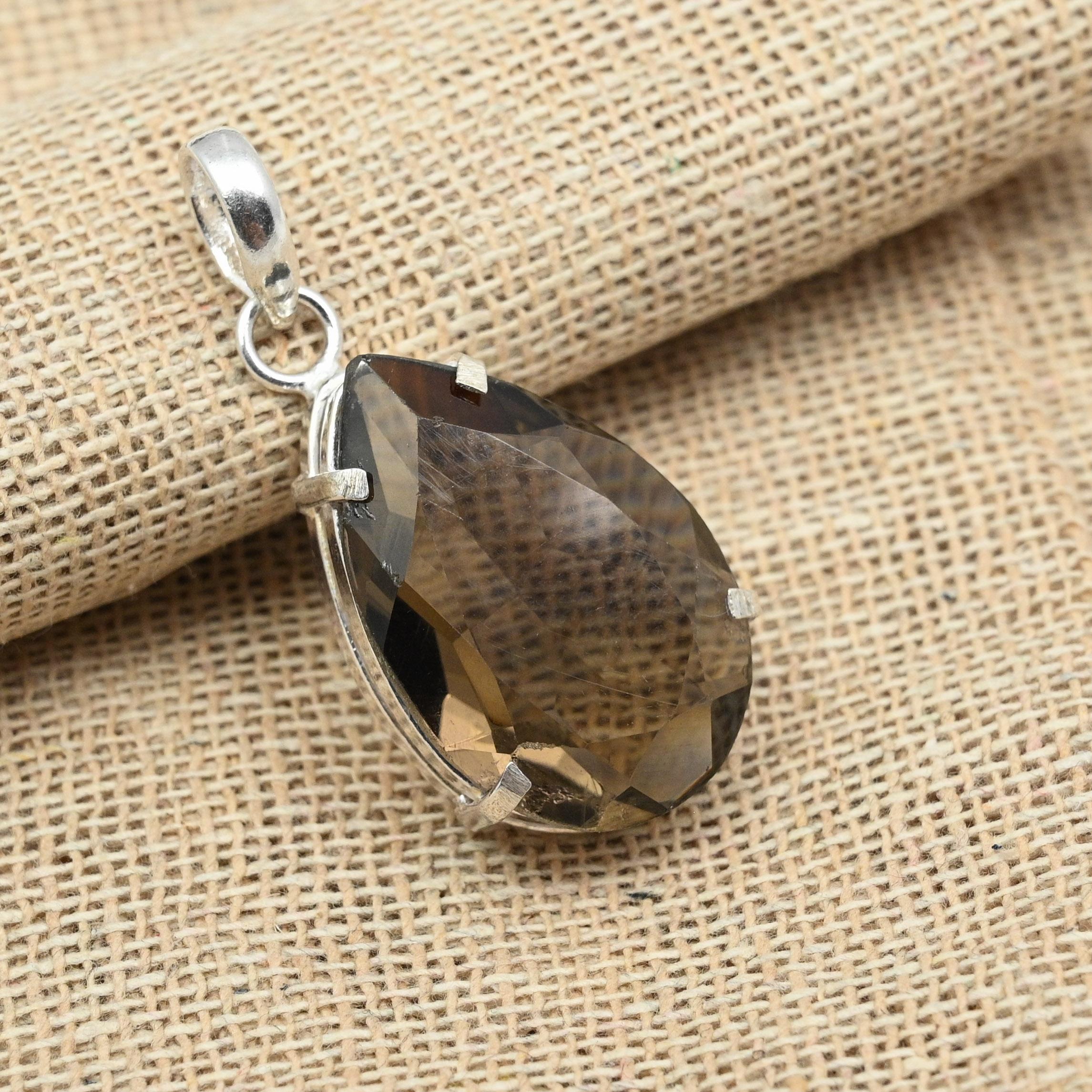 

Ограненный шкентель ювелирных изделий твердого серебра драгоценной камня 925 дымчатого топаза для подарка 1.77 Inches коричневый