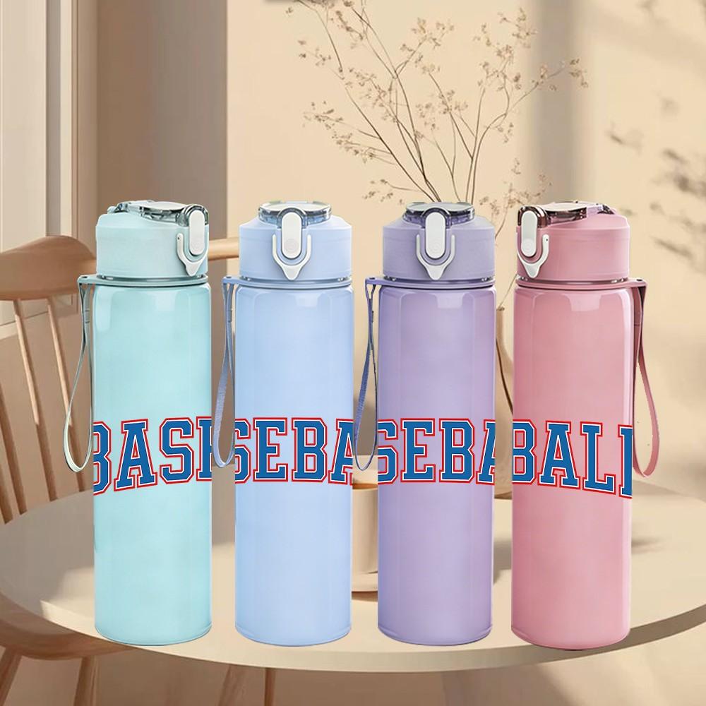 1PC Baseball Sport Text Logo Print 750ml Color Plastic Sports Water Bottle Leakproof Flip Straw Lid Suitable for Sports Office Home Use