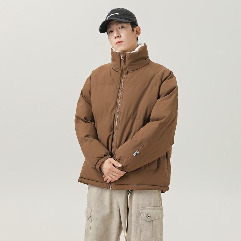 

Winter Cotton-padded Clothes Boys Trendy Brand Thickened Jacket Winter Stand-up Collar Velvet Thermal Jacket Waterproof Couple Cotton-padded Top XXXL