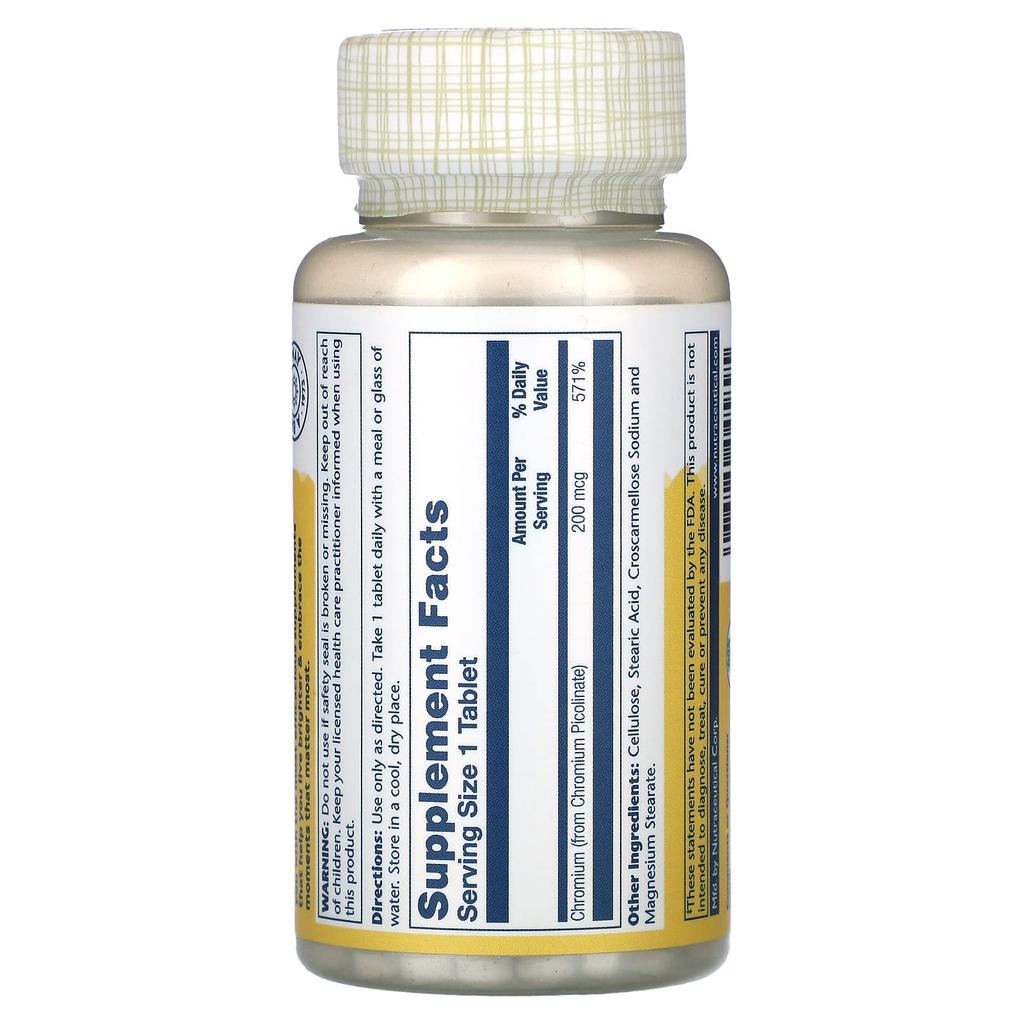 Chromium Picolinate, 200Mcg, 100 Tablets