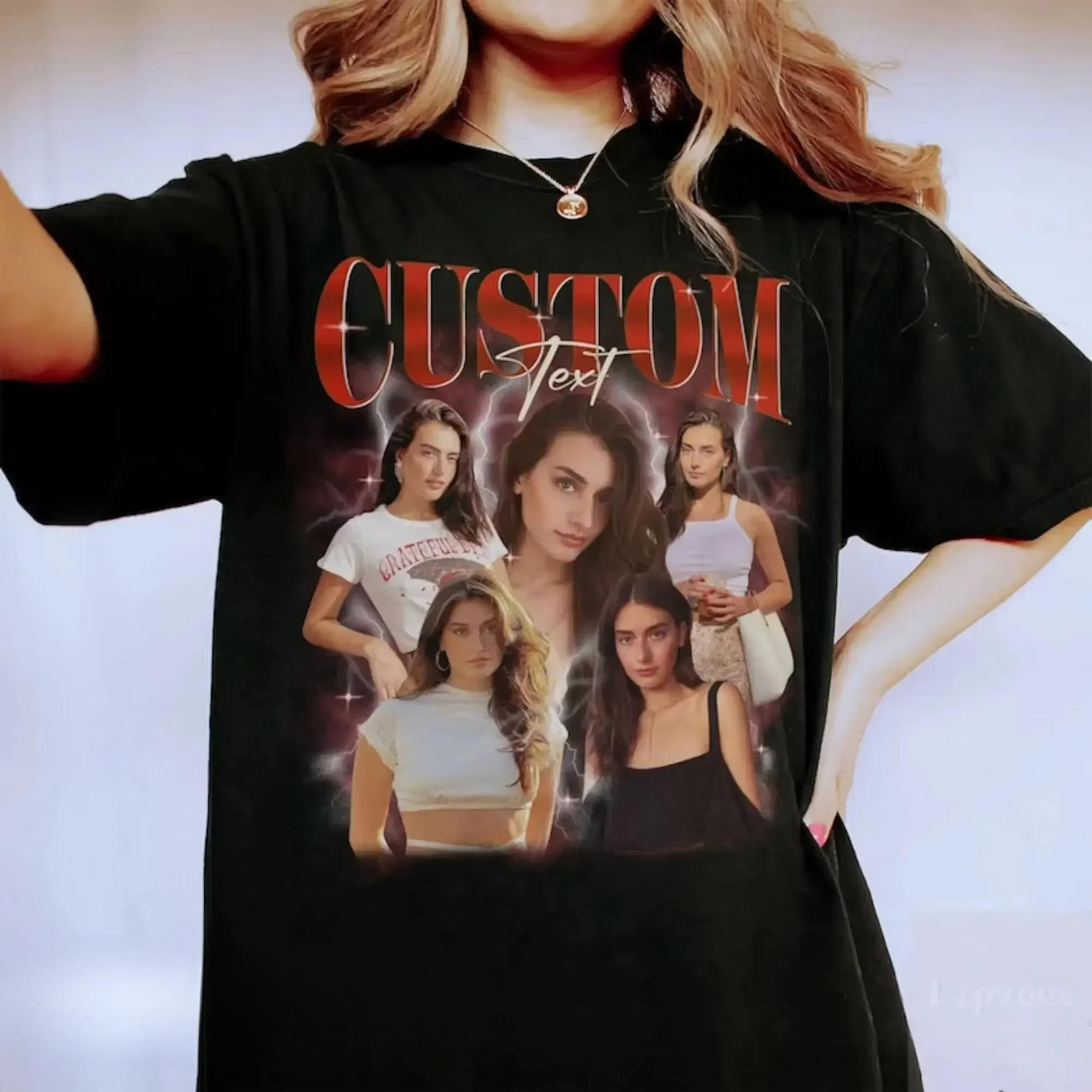 

Custom Bootleg Rap T Shirt Photo Vintage 90s Your Own Idea Here Insert Design long or short sleeves personalized girlfriend S
