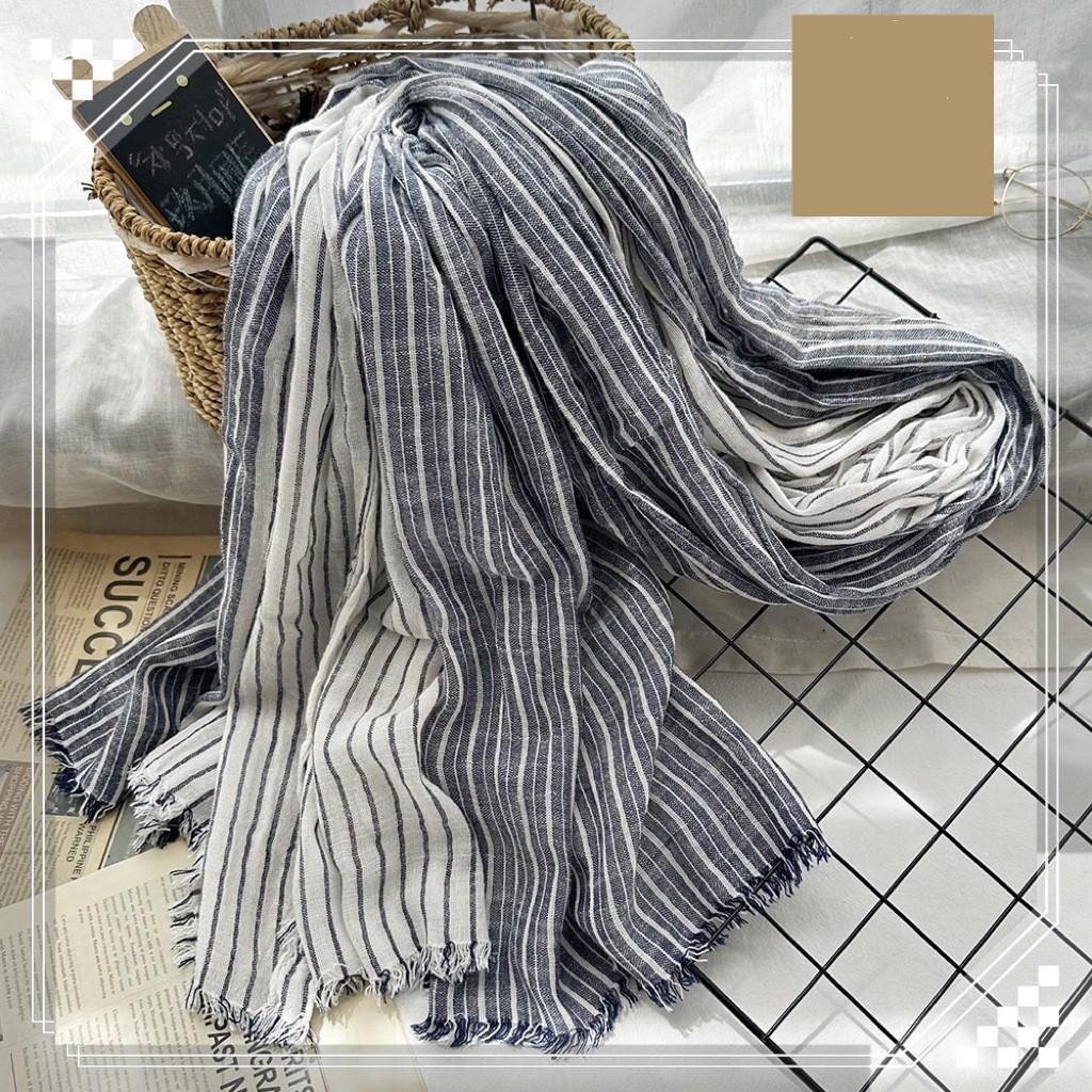 Unisex Japanese Style Cotton Linen Striped Scarves Men Soft Warm Neckerchief Male Accessories Short Tassel Bufandas Shawls